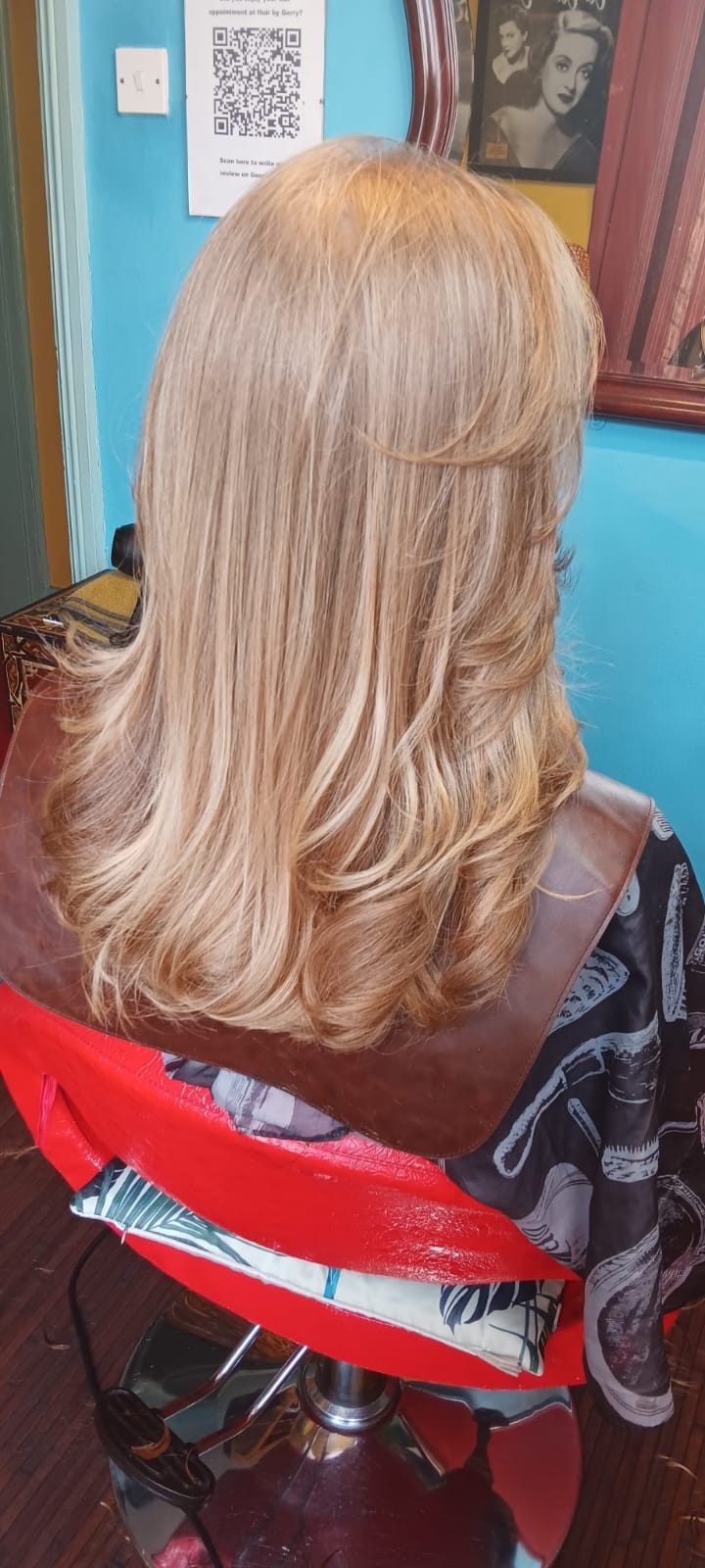 Natural blonde balayage with layered finish
