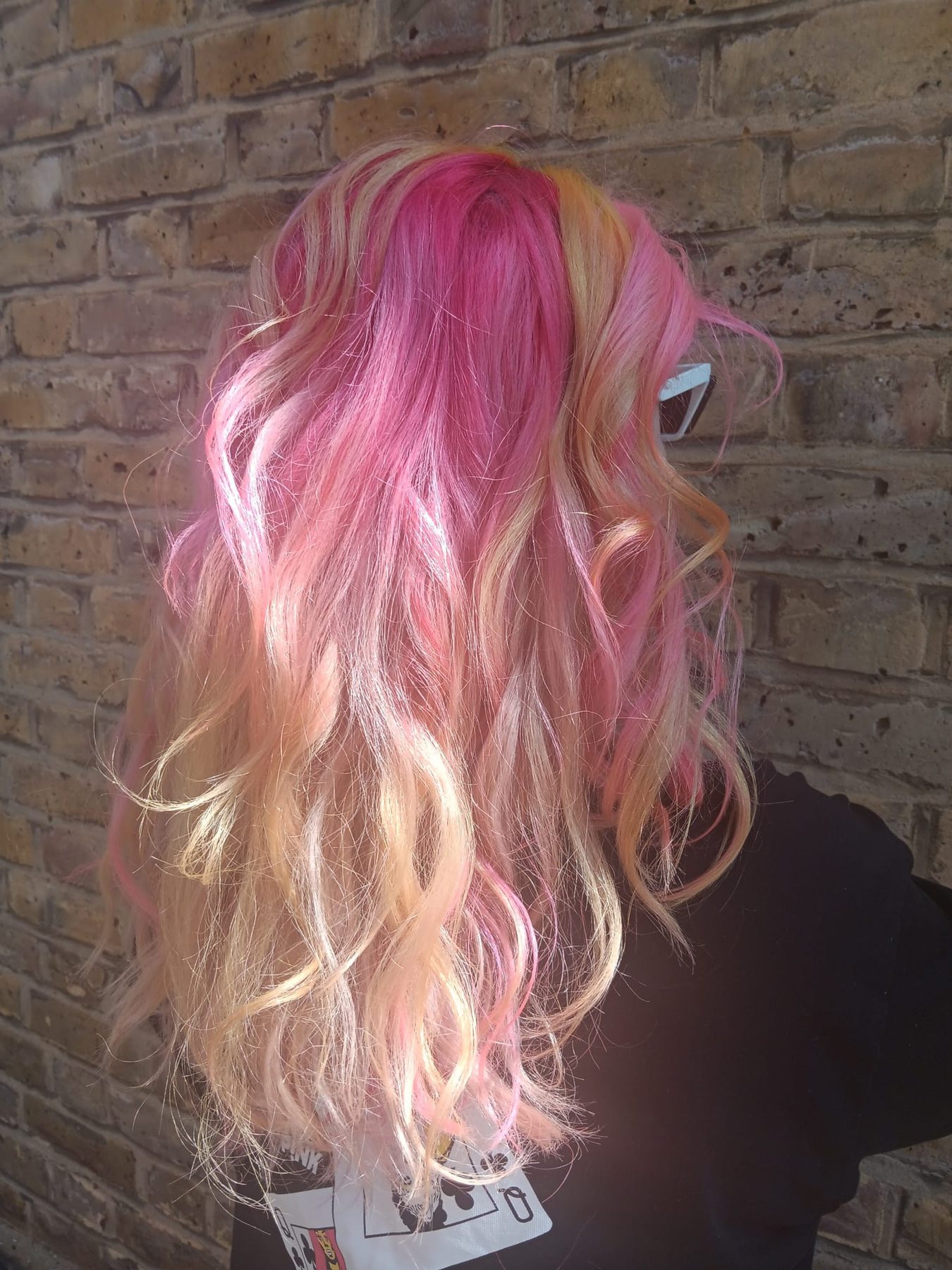Pink and blonde long waves